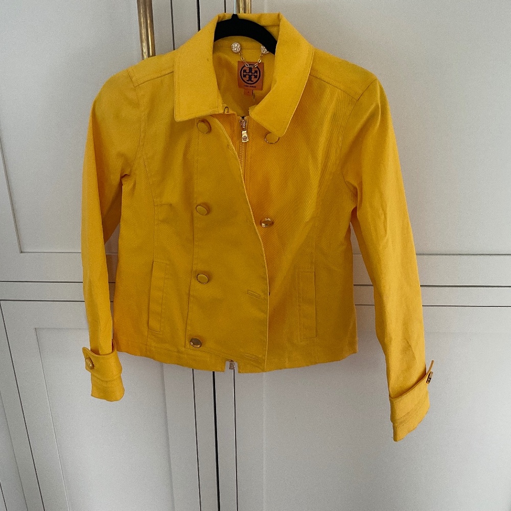 Tory Burch Yellow Raincoat/Jacket Size 2